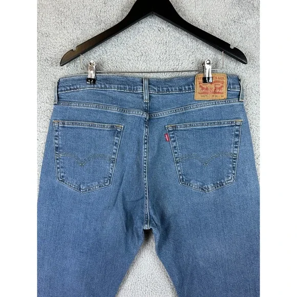 Levis 505 Jeans Men 36x32 Blue Straight Leg Regular Fit Denim Stretch New